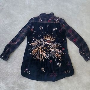 Johnny Was Astraea Velvet Embroidered Back Shirt